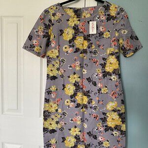 Cath Kidston Grey Flowery Slub Shift Dress(UK 8)NWT